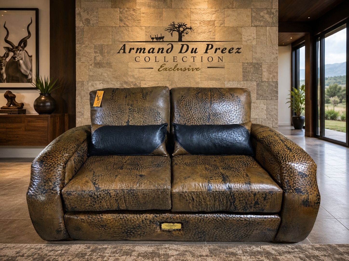 Armand du Preez Luxury Coffee Ostrich Leather Couch